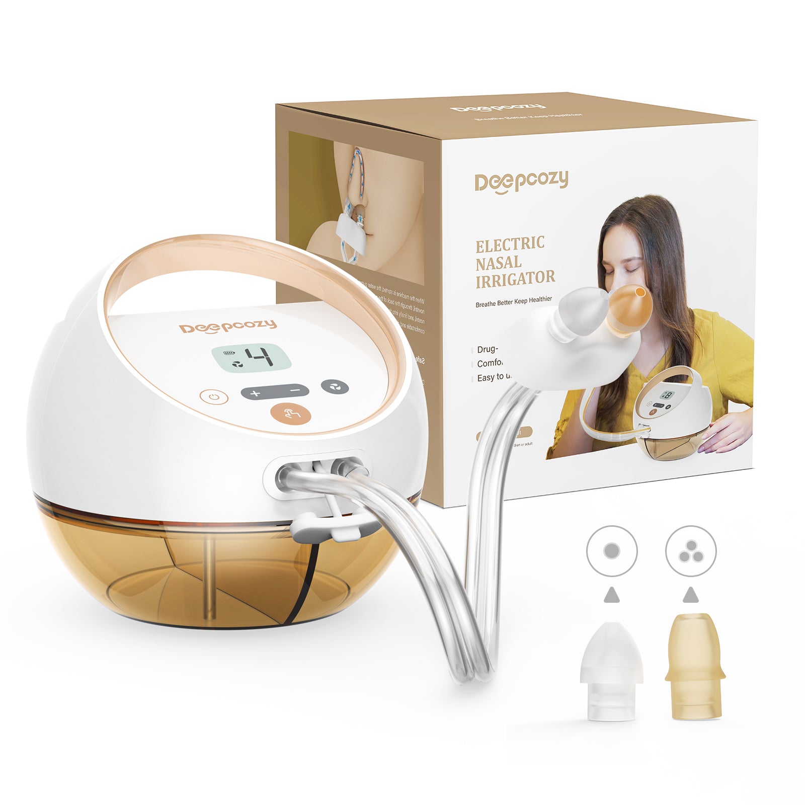 DeepCozy Electric Nasal Irrigation System 4 Suction Levels with 30 Saline Packets