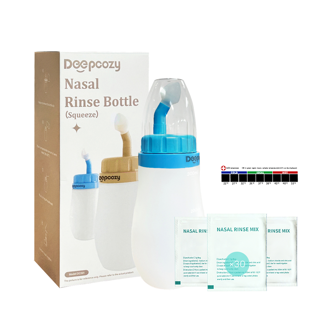 DeepCozy 300ml Nasal Wash Bottle with 30 Saline Packets