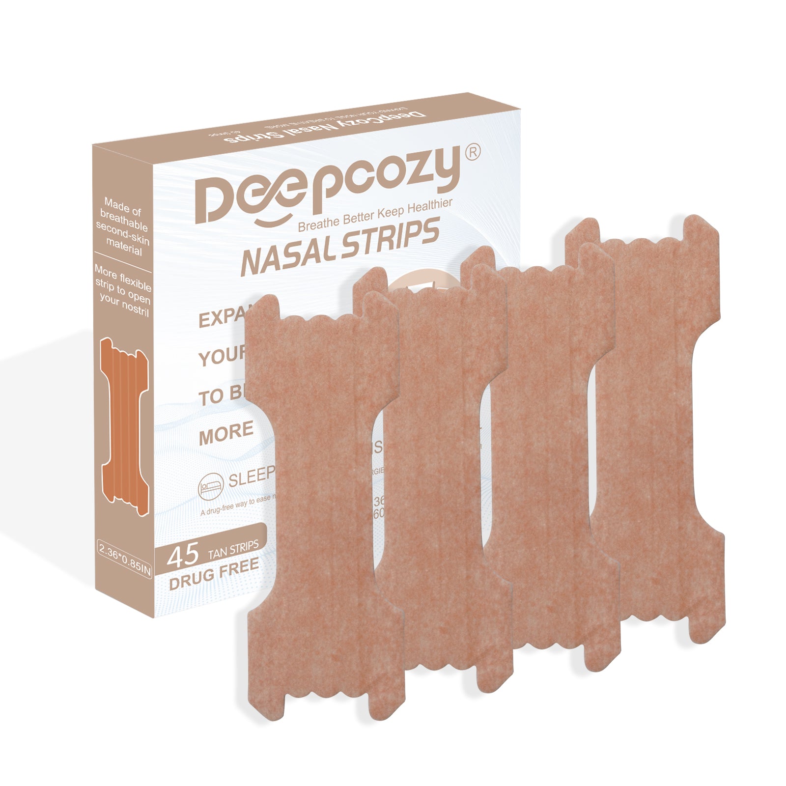 Nasal Strips for Snoring, 45 Pieces Extra Strength Nose Strips for Breathing, Nasal Congestion Anti Snoring Strips for Men Women Better Sleep, Exercise & Travel（Tea）