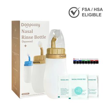 DeepCozy 300ml Neti Pot Squeeze Bottle with 30 Saline Packets